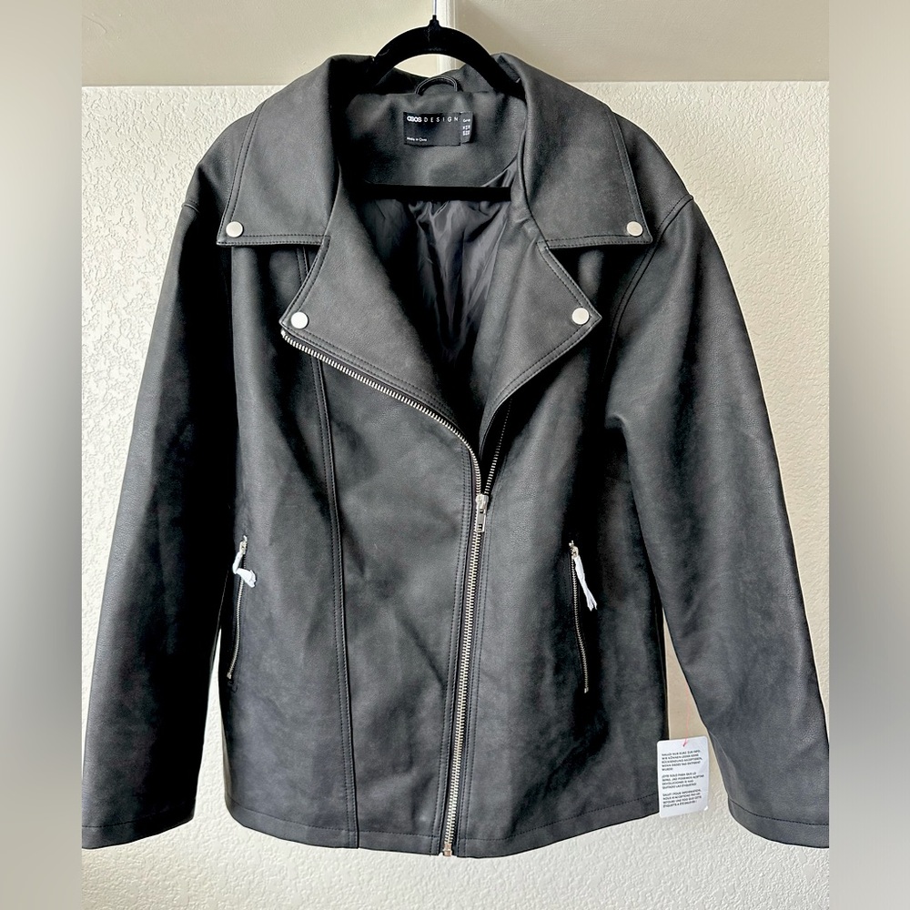 ASOS Curve, Size 12, Faux Leather Moto Jacket, Oversized, NWT, Never Worn